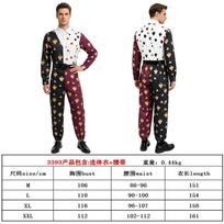 Halloween Cosplay Bodysuit With Playing Card Heart Print Unisex Stage Costume Set Color Block Design Medium black