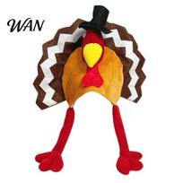 Funny Turkey Hat Plush Hat, Thanksgiving Trot Party Photo Props Novelty Headpiece for Women Men Holiday Celebration Gift Adults 2 orange