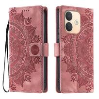 for Xiaomi Redmi Note 17 Pro 5G Mandala Embossed PU Leather Flip Wallet Phone Case Redmi Note 17 Pro 5G rožinė