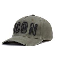 DSQICOND2 Medvilninės snapback tipo beisbolo kepuraitės DSQ raidės Aukštos kokybės kepuraitė Vyrams Moterims Kliento dizainas ICON logotipas Kepurė Juoda kepuraitė Tėčio kepuraitės Adjustable armijos žalia spalva
