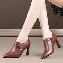 Botas Femininas Women Fashion High Quality Brown Stiletto Heel Ankle Boots Lady Casual Black Patent Leather Autumn Shoes 40 ruda