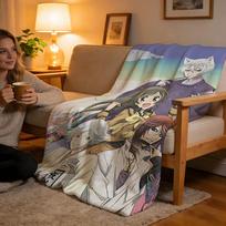 Throw High-Density Short Plush Blanket For Sofa Nap Air-Conditioned Room Soft Skin-Friendly Anime K-Kamisama Kiss 75x90cm gray