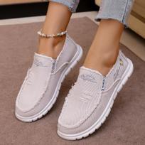 TEMU2025 Spring/Summer Breathable Anti-odor Men's Casual Slip-on Canvas Shoes 37 white