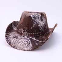 Retro snake pattern cowboy hat men's and women's top hat, sunshade and sun protection, new big-brimmed western cowboy hat, jazz hat. M（56-58cm） gray