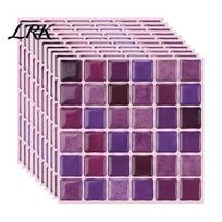 Three Dimensional Simulated Tile Texture 10Pcs 3D Mosaic Wall Sticker, Waterproof Oil-Proof Decal, Peel And Flexible PET PU Decor Stick Kitchen 10 Pcs L gray