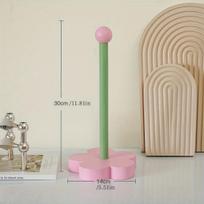 Tulip Wooden Paper Towel Holder Kitchen Roll Paper Towel Holder Bathroom Tissue Vertical Stand Paper Towel Storage Holder beige