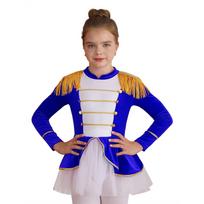 Girls Christmas Circus Costume Long Sleeve Tutu Leotard with Tassel Epaulet Mesh Jumpsuit for Party Performance 13-14 Years karališkos mėlynos spalvos