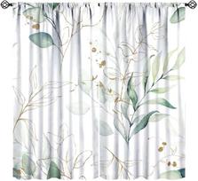 Abstract Leaves Curta, Boho Mid Century Blue Orange Window Drapes Modern Minimalist Art Print Blackout Window Treatments For 53x116CM-2PC white