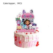 Cartoon Cat Gabby Girl Likes Baby Shower  Disposable Birthday Party Tableware Balloon Set Cup Plate Background Home Decorations Other pink