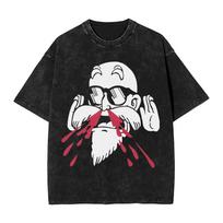 Karštas pardavimas 90-ųjų Dragon Ball Master Roshi Grafinis spaudinys T-shirt Vyrams Moterims Retro skalbta medvilnė Aukštosios mados laisvi kasdieniai per dideli vasariniai nauji marškinėliai XL black