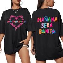 Karol G Maana Ser Bonito Merch Tshirt UNISEX Women Summer Cotton YK Clothing Fashion Round Neck Short Sleeved Top Streetwear 4XL black