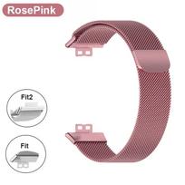 Metal Band For Huawei Watch Fit/Fit 2 Strap With Case TPU Screen Protector Watch Fit Bracelet Milanese Magnetic Loop Watchband Huawei Watch Fit 2 gray