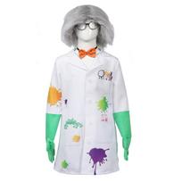 Vaikams Berniukams Crazy Science laboratorijos mokslininko striukės, viršutinės dalies ir pirštinių rinkinys Vaikų Helovino Cosplay kostiumai Vaidmenų žaidimo apranga S balta