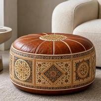 Boho rašto ottomano pufas Užpildomas dizainas Apvalus pufas Dangalas Naujas sandėliavimo ottomanas Namų naudojimui F