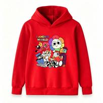 Kids Boys Girls Hoodie, Cartoon Rainbow Flower Friends Printed Pullover Sweatshirt, Casual Long Sleeve Loose Fit Top for School Daily Wear for 3-12 Ye 150 raudona