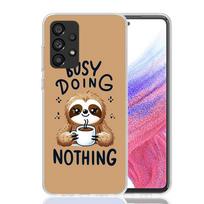 Gyvūnas Mielas Animacinis Tinginys Kavos Telefono dėklas Skirta Samsung Galaxy A17 A16 A14 A15 A13 A57 A56 A54 A55 A53 A37 A36 A34 A35 A33 A26 A Samsung A37 black