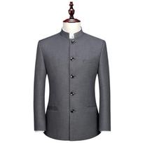 Tunic Jacket Man's Self Cultivation Chinese Mandarin Stand-up Collar Outfit Chinese Wedding Dress Banquet Tang Outfit Chinese Style 4XL M pilka