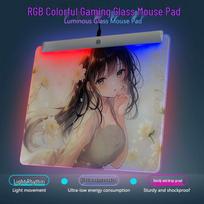 RGB Luminous Frosted Glass Gaming Mouse Pad - Micro-Etched, Colorful E-sports Desk Pad 360x300 mm gray