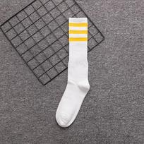 Men'S Plus Long Tube Socks Striped White And Black Solid Color Cotton Tall Tube Help Fashion Trend Sports Skateboard Football Breathable And Sizes 38-45 white
