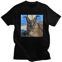 Custom Mens Big Floppa Funny Meme T Shirts ShortSleeve Cotton Tshirt Tshirt Leisure Caracal Cat Tees Clothes M gray