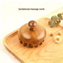 Sandalwood Meridian Scalp Massage Comb: Round Disc Finger Ring for Hair & Scalp Care – Tooth Shampoo Brush & Therapy Scraping. beige