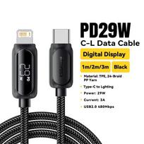 Essager USB C Cable for IPhone 14 13 12 11 Pro Max Xs Digital Display Wire PD 29W Fast Charging Type C To Lighting Data Cord 1m black