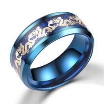 8Mm Men Black Red Stainless Steel Finger Ring Viking Dragon Blue Cubic Zirconia Inlay Finger Ring Nuptial Bridal Band Beveled Edge Comfort FitTrendy 13 gray