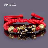 Good Luck Obsidian Stone Beads Fengshui Pixiu Bracelet Gold Color Buddha Wealth Bracelets For Couples Men Women Wristband Gift Adjustable red