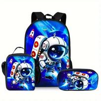 Spausdinta pradinės mokyklos mokinių kuprinė, mokyklinė tašė, paštininko krepšys, pieštukinė, trijų dalių komplektas pencil case