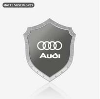 3D Shield Car Sticker Stainless Steel Metal Auto Decorative Decal For Audi A1 A2 A3 A4 A5 A6 A7 A8 Q1 Q2 Q3 Q4 Q5 Q6 Q7 Q8 TT gray