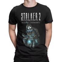 STALKER 2: Heart of Chornobyl Official T-Shirt - 100%Unisex Casual with Gas Mask Art, Short Sleeve and Round Neck for Game Fans 140 black
