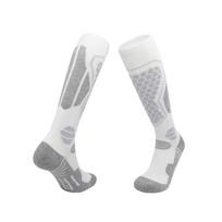 Customizable Non-Slip Knee-High Ski Socks with Thick Terry Bottom for Outdoor Sports & Mountaineering Large (39-44) white