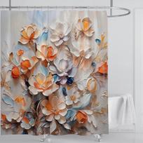Vibrant 3D Floral Shower Curtain, Waterproof Fabric With Luxurious Peonies For Elegant Bathroom Decor,Enhance Your Home'S Beauty W60H190(CM)-1 Pcs gray