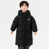 Unisex Kids Hooded Thickened Winter Mid Length Padded Outerwear Coat 120cm