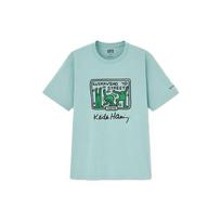 Uniqlo X Keith Haring X Tokyo Graphic Cartoon Print Crew Neck Short Sleeve T-Shirt Unisex T-Shirts Light-Green 437537-52 XS gray