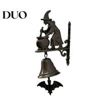 Wall Mounted Door Bell Vintage Witch Doorbell, 3D Decorative Brewing Medicine Bell, Halloween Party Supplies Gothic Wind Chime with Bat Charm A black