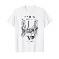 Paris France Eiffel Tower French Girl City Of Love Souvenir T Shirt Vintage Soft Graphic Designer Clothes Breathable 4XL white