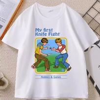 Steven Rhodes My First Knife Fight Summer T-shirts Men Women Vintage Short Sleeve Round Neck T Shirt Y2k Camisetas De Hombre Tee L gray