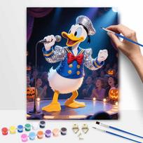 Disney Donald Duck singing stage performance handmade diy oil painting digital painting kit home living room entrance decoration hanging painting 40x50cm