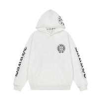 Vyriškas oversized džemperis su kryžiaus spaudiniu Streetwear Atsitiktinis ilgomis rankovėmis megztinis Ruduo Large balta