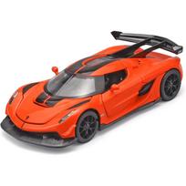 1/32 Žaisliniai automobiliai Koenigsegg Jesko Lietas metalas,Kolekcionuojamas Koenigsegg modelio automobilis,Patraukite Koenigsegg žaislinį automobilį su šviesa ir muzika,Automobilių žaislai 1/32-Size:15*6.5*4cm oranžinė