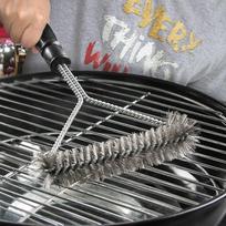 Heavy Duty BBQ Grill Brush - Extra Strength Stainless Steel Scrubber for Tough Stains and Grease Removal 17cm*30cm gray