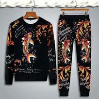 Men's Chinese Dragon Print Long Sleeve Hoodie and Pants Set - Casual, Trendy, Large Size L white