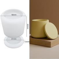 2PCS DIY Handmade Gypsum Cement Flower Aromatherapy Candle Cup Gypsum Storage Jar Mirror Silicone Mold B beige