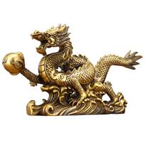 Antique brass dragon ornaments, Chinese Loong statue sculptures are used for home desktop decoration, office desktop handicrafts, decorative arts