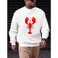 Men'S Lobster Pattern Casual Round Neck Sweatshirt. 3XL balta