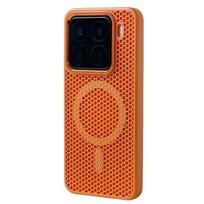 For Xiaomi Mi 15 Ultra 15pro Mi 14 13 Magnetic Alloy Lens Wireless Charging Cover Hollow Honeycomb Mesh Cooling Magsafe Phone Case Redmi K70 oranžinė