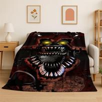 Horror Game F-FNAF Freddy Soft Flannel Throw Blanket,Warm Cozy Blanket for Bed,Couch,Sofa,Bedroom,Living Room,Travel,Picnic 75x90cm black