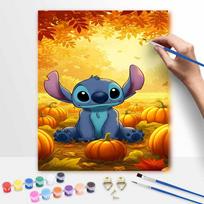 Disney Stitch autumn pumpkin oil painting art set handmade diy gift home decoration 50x70cm