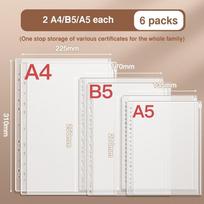 Practical PP Storage Booklet A4/A5/B5 Binder Loose Leaf Family ID Storage Bag Dustproof Bill Storage Binder Office